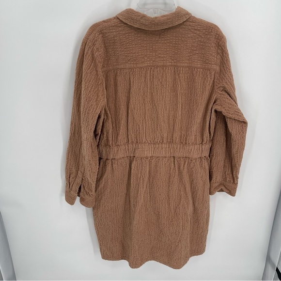 J. Crew Zip-Front Cinched Dress Corduroy Tan Sz 18 Women’s Long Sleeves - Picture 7 of 11